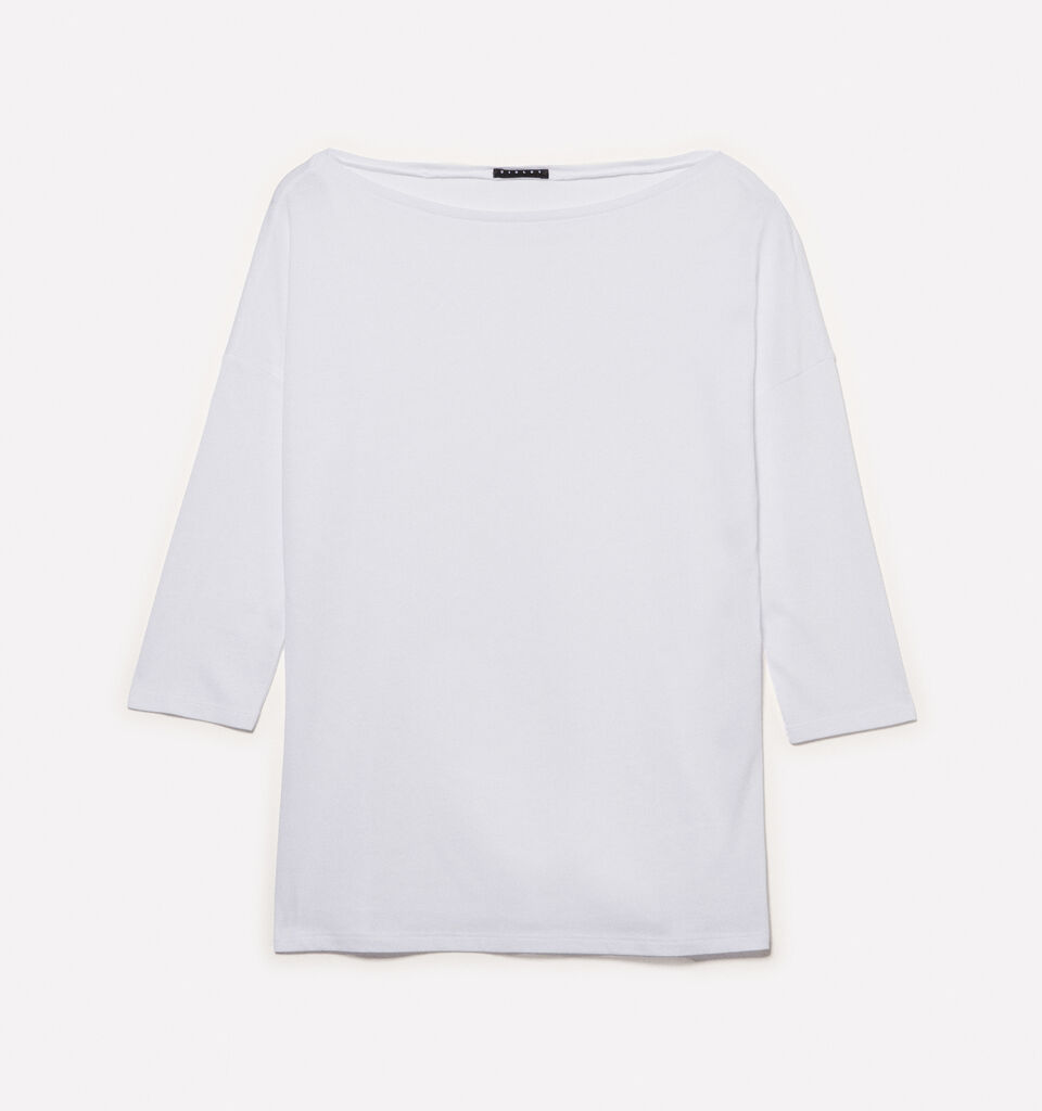 T-shirt blanc à col bateau - t-shirts à manches longues pour femme - Blanc | Sisley image number 5